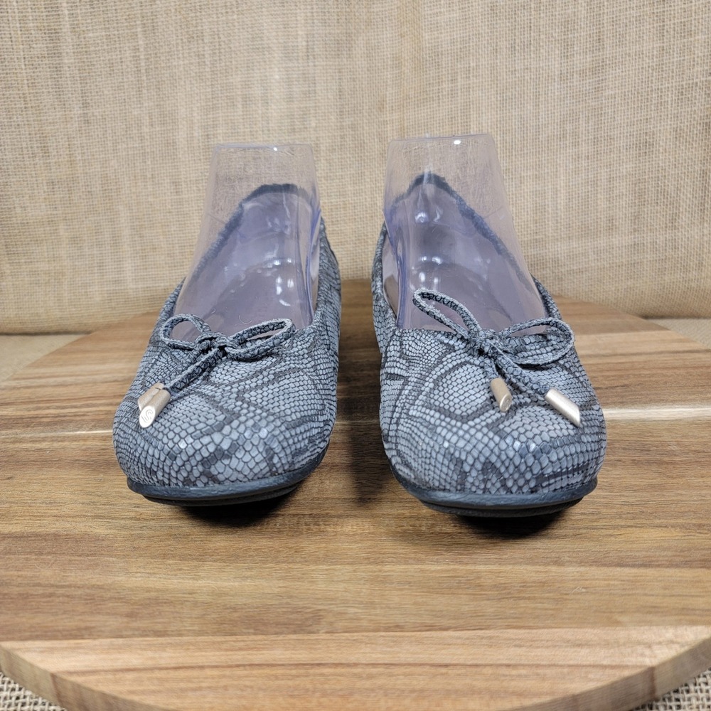 Sabrinas Ballet Flats Gray Snake Print Leather Slip On Shoes EU Size 38 US 8 - Picture 2 of 10